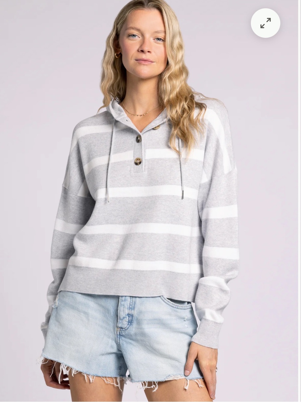 THREAD & SUPPLY Brighton Top - Grey White - L - Picture 3 of 6